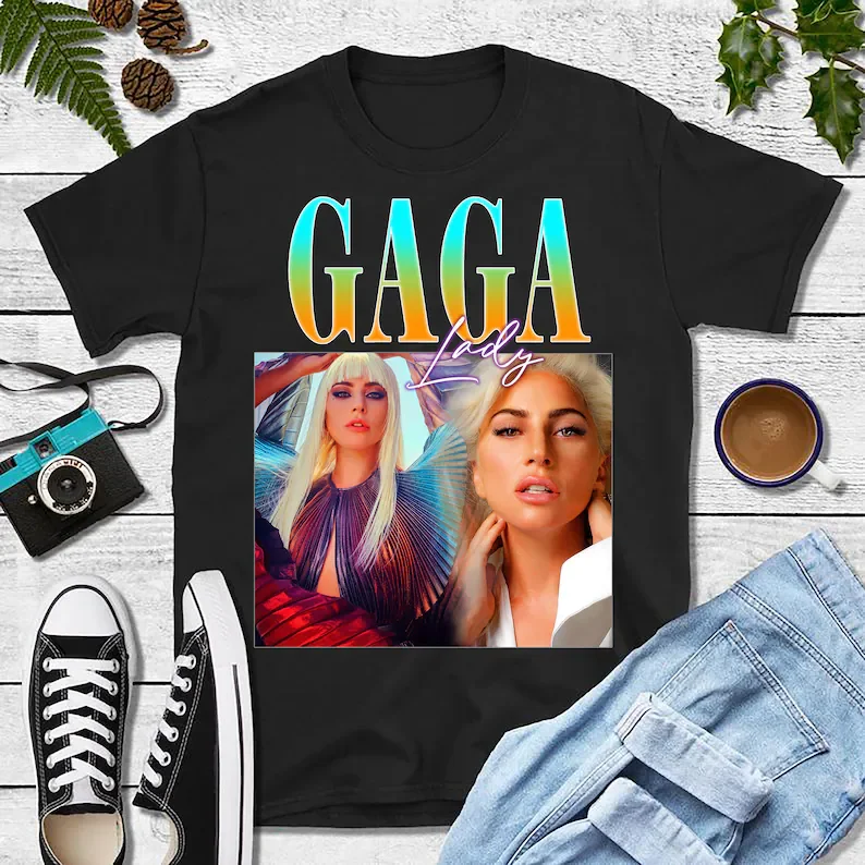 

Lady Gaga Shirt, Colorful T shirt, Black Cotton Shirt, Vintage Lady Shirt, Shirt, Tank Top, Sweatshirt, Shirt for Men Women