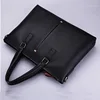 Business Genuine Leather Men Briefcase Cowhide 14-Inch Laptop Bag Casual Shoulder Bag Male Large Capacity File Bag 5