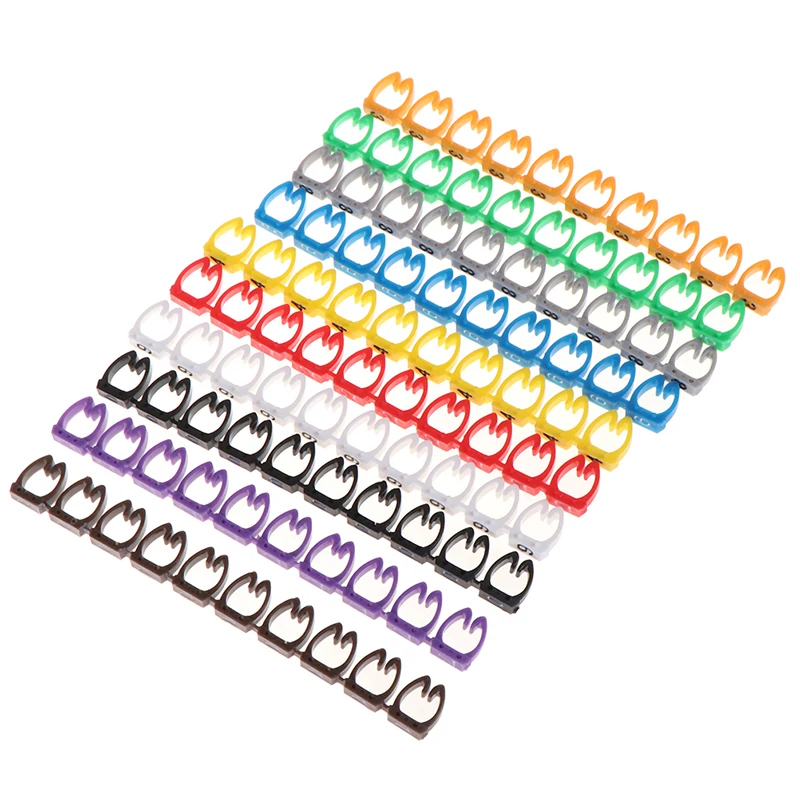 

150 X/lot Cable Markers Colourful C-Type Marker Number Tag Label For 2-3mm Wire