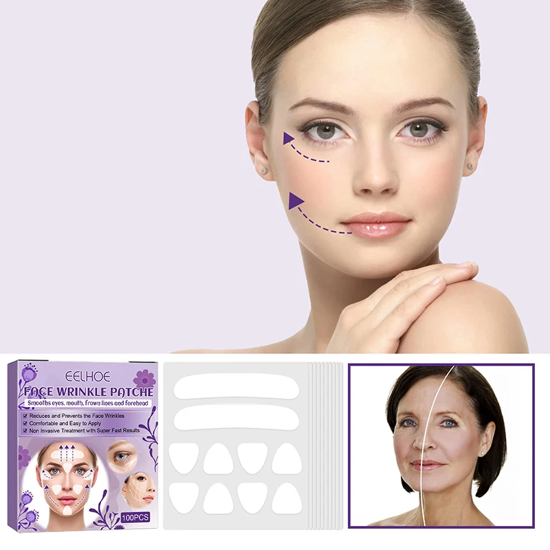 

100 шт., многоразовые Пластыри для лица против морщин, V-образной формы