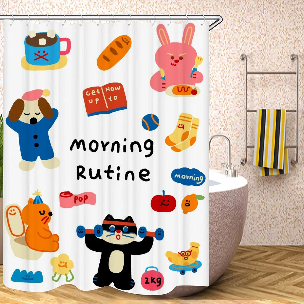 Симпатичная Занавеска Для Душа С Каракулями Экологически Чистая Полиэстеровая