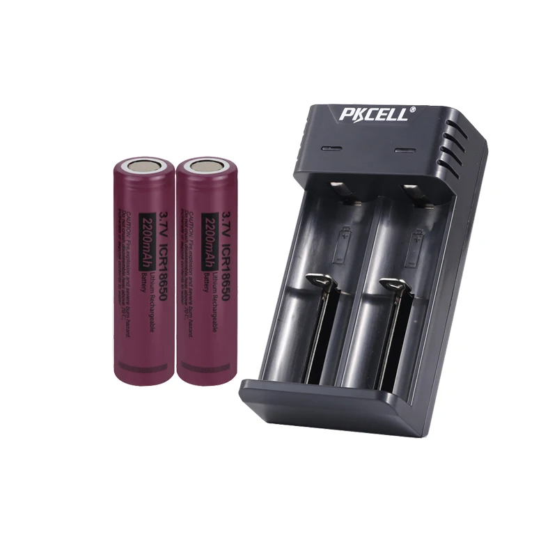 

2PC PKCELL ICR18650 3.7v li-ion rechargeable batteries and 18650 battery Charger Li-ion battery USB Independent Charging