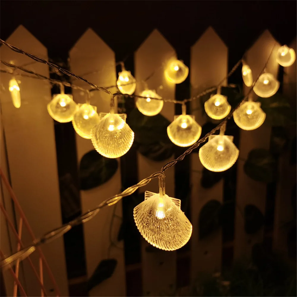 

Shell String Light 10 LED Battery Powered Sea Shell Fairy String Lights for Christmas Halloween Bedroom Garden Party Decoration