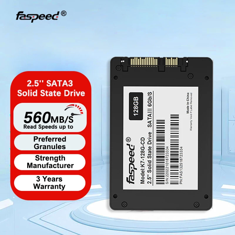 10 шт. Faspeed 2.5 SATA3 SSD 1 ТБ 512 ГБ 256 Твердотельный диск 128 SATA 3 Внутренний жесткий для ПК