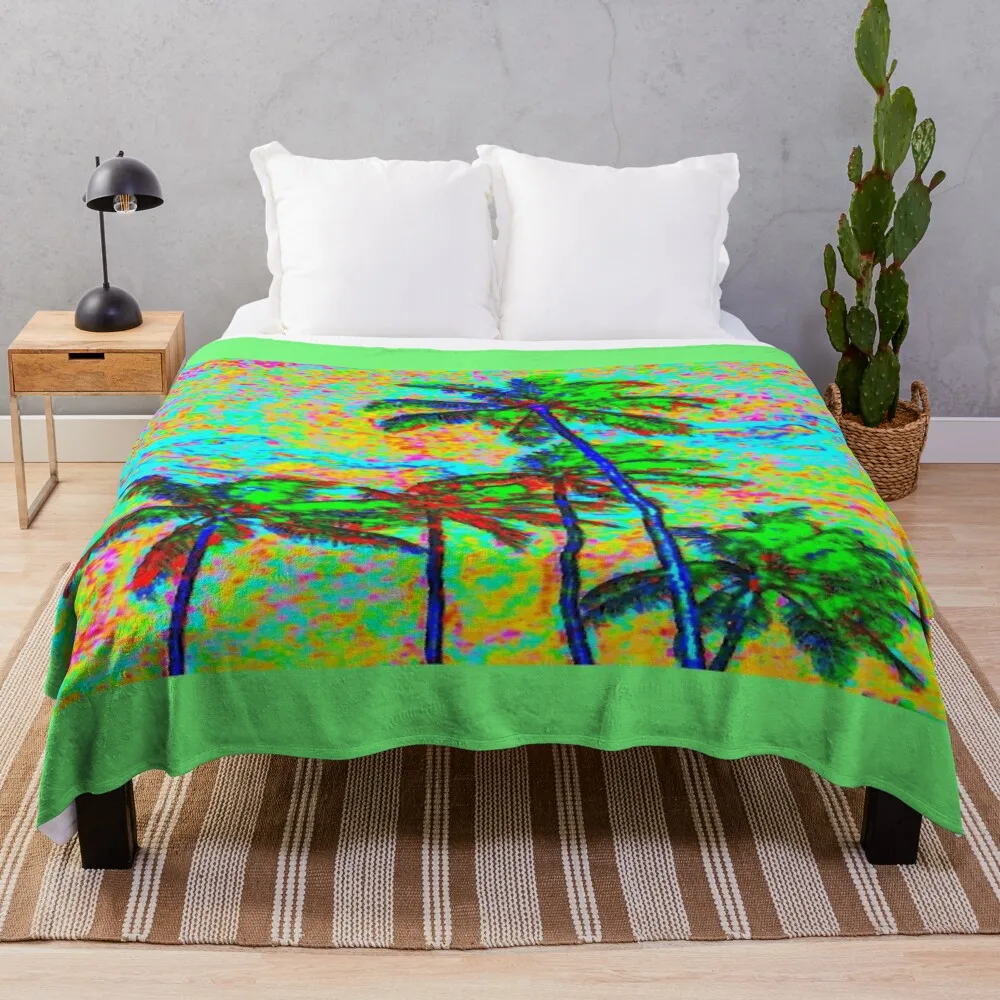 Leahi Park тропические деревья и небо пледы кровать модные лохматые одеяла для