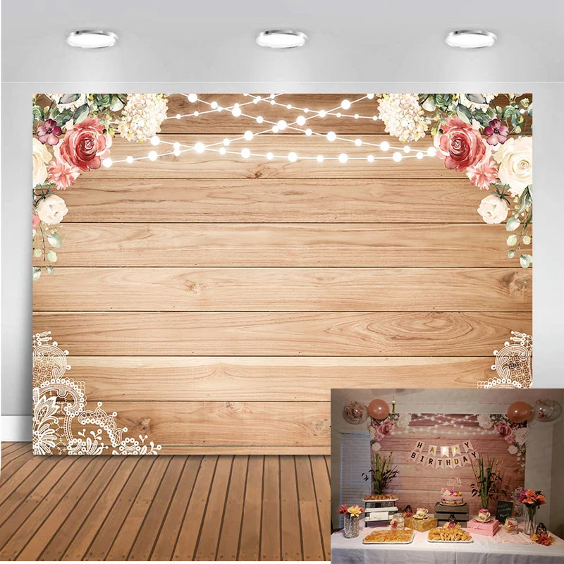 Свадебный фон для фотосъемки Фотофон для свадебного душа Фотофон для фотостудии деревянная стена с цветами реквизит для фотосъемки