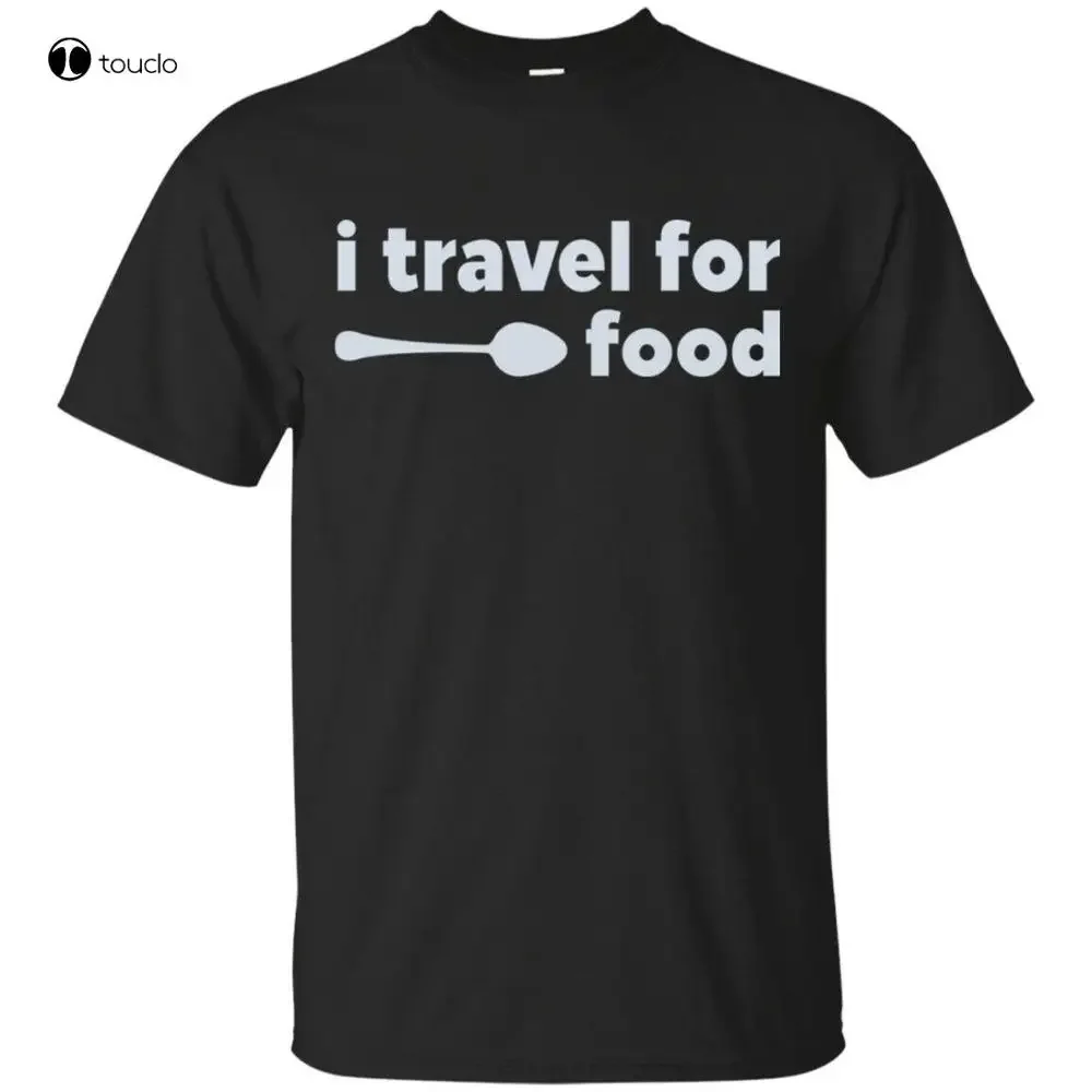 Фото Мужская футболка с коротким рукавом I Travel For Food Mark Wiens, черная хлопковая футболка, забавная №1