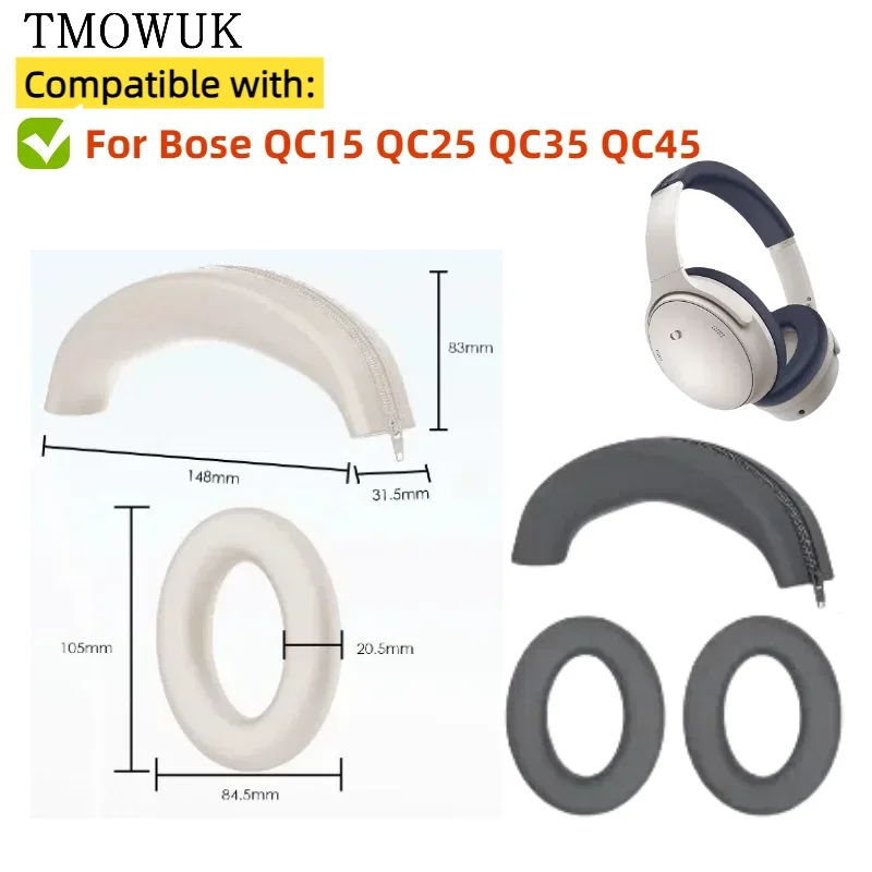 Фото Силиконовые накладки на амбушюры для наушников Bose QC15 QC25 QC35 QC45, защитный чехол для оголовья на молнии, 5.26 №2