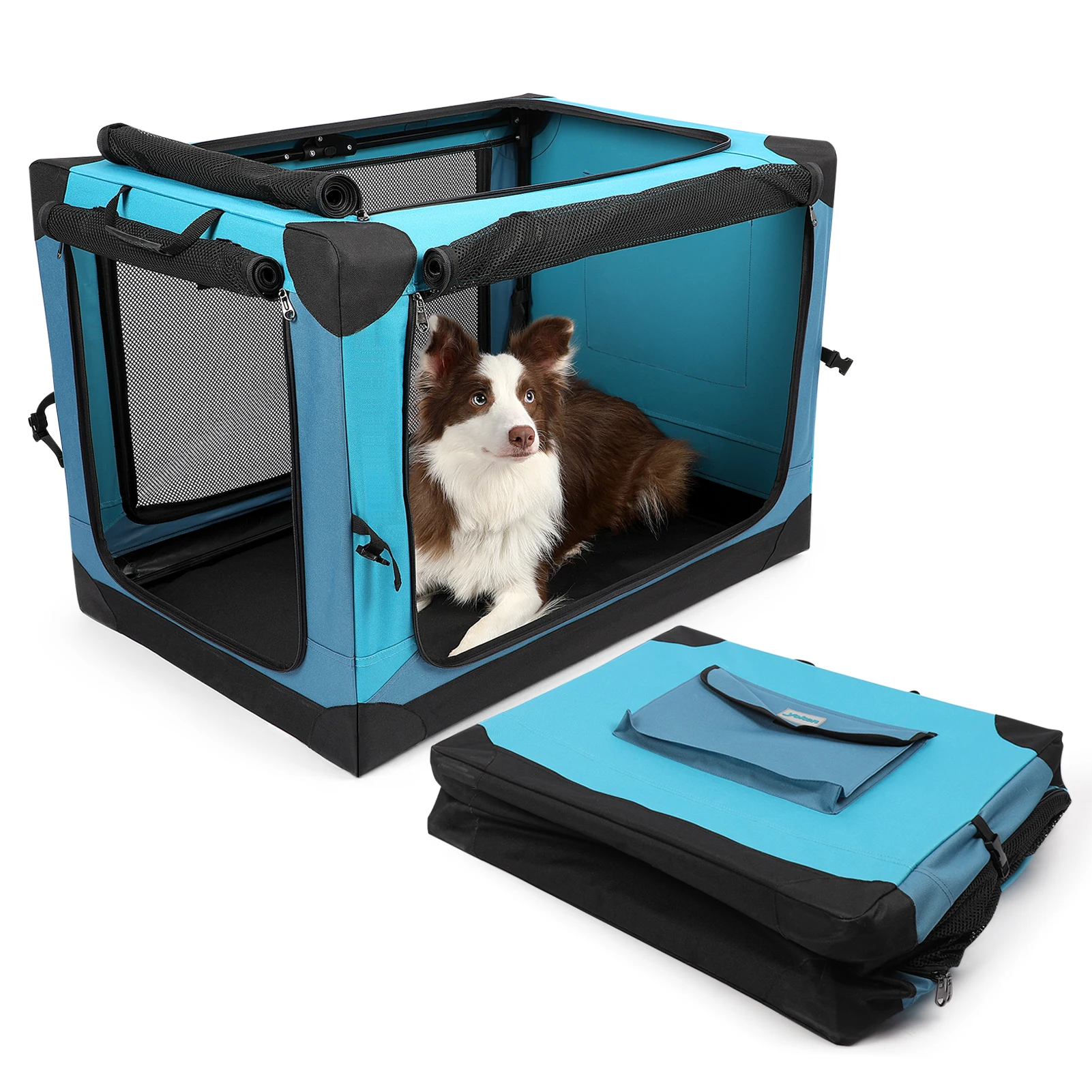 

Collapsible Dog Crate 4 Door Portable Folding Soft Pet Carrier for Dogs Cat Handbag Carrying Bags Pets Supplies Pet Accessories