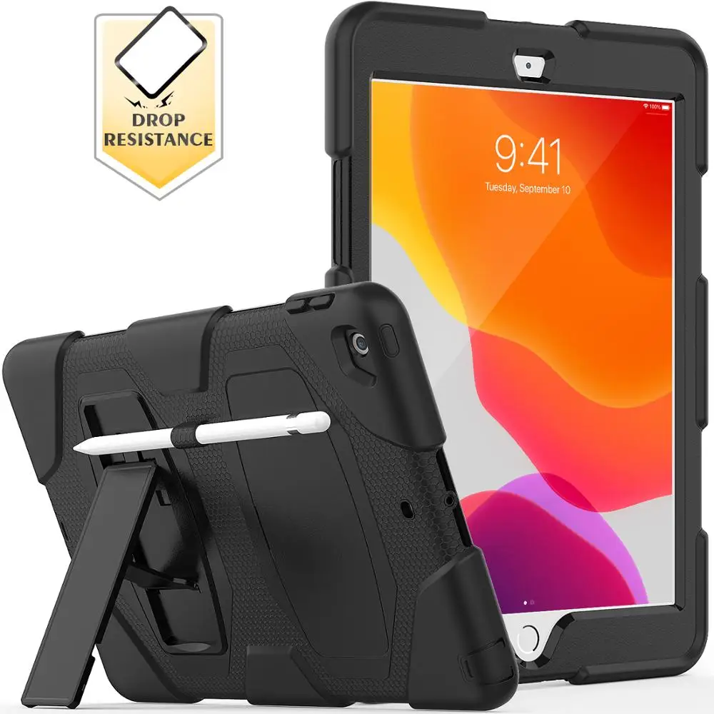 

For iPad 7th 8th generation 2019 2020 Case Silicone Shockproof with Built-in Kickstand for ipad cases 10.2 inch Protective Cover