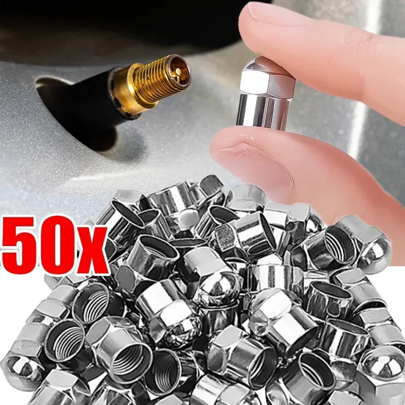 

Car Tire Valve Caps Silver Round Head Chrome Plating Dust Proof Covers Cars Motorcycles Bike Tyre Styling Valve Cap Accessories