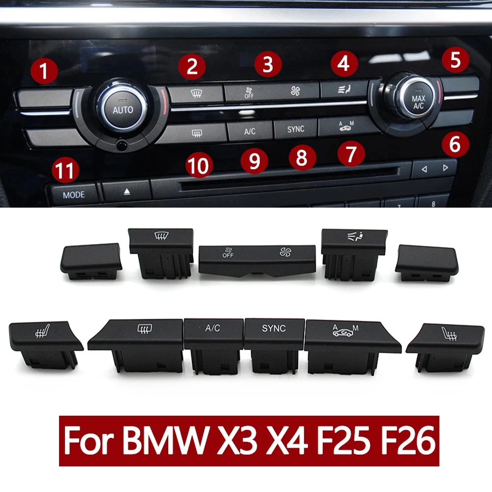 Dashboard Air Conditioning AC Ventilation Control Button Full Set For BMW X3 X4 F25 F26 2013-2018