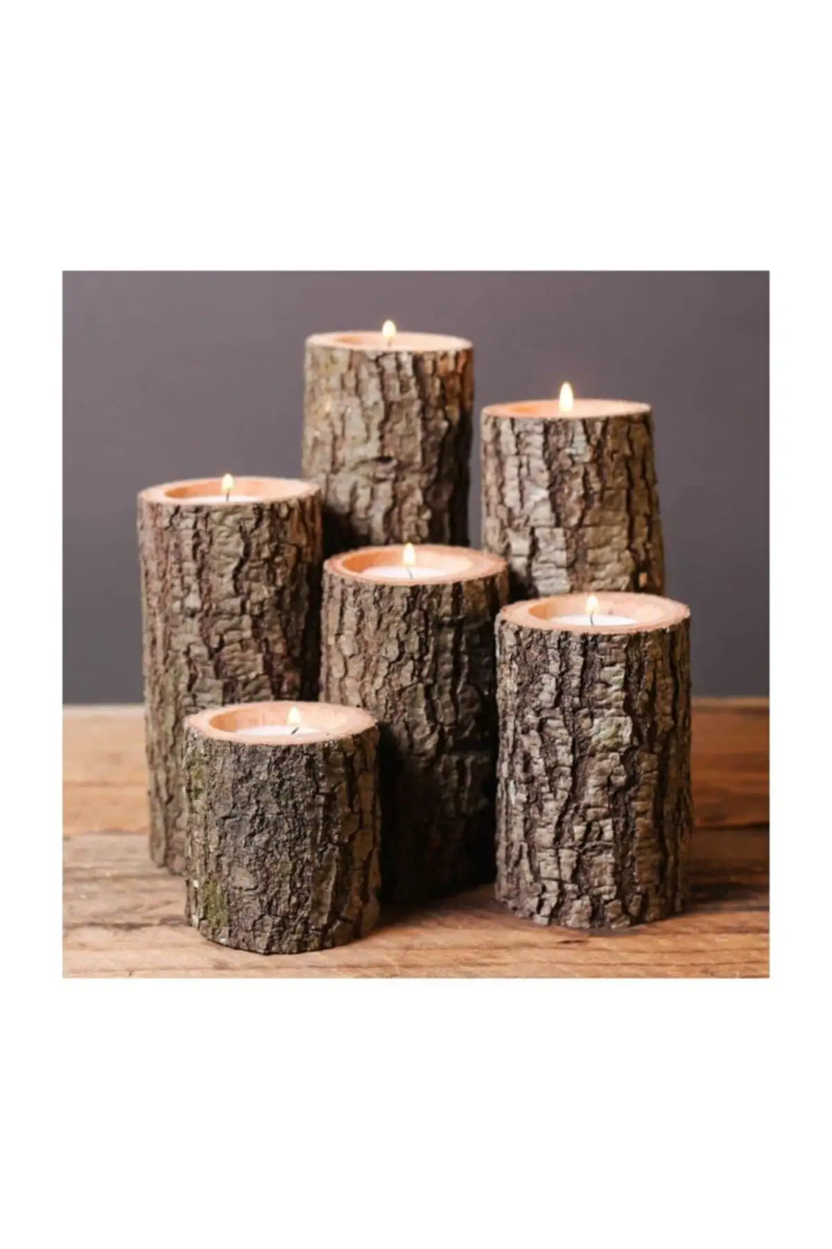 Set Log Candle Holder Wooden Candle Holder Candlestick Decor