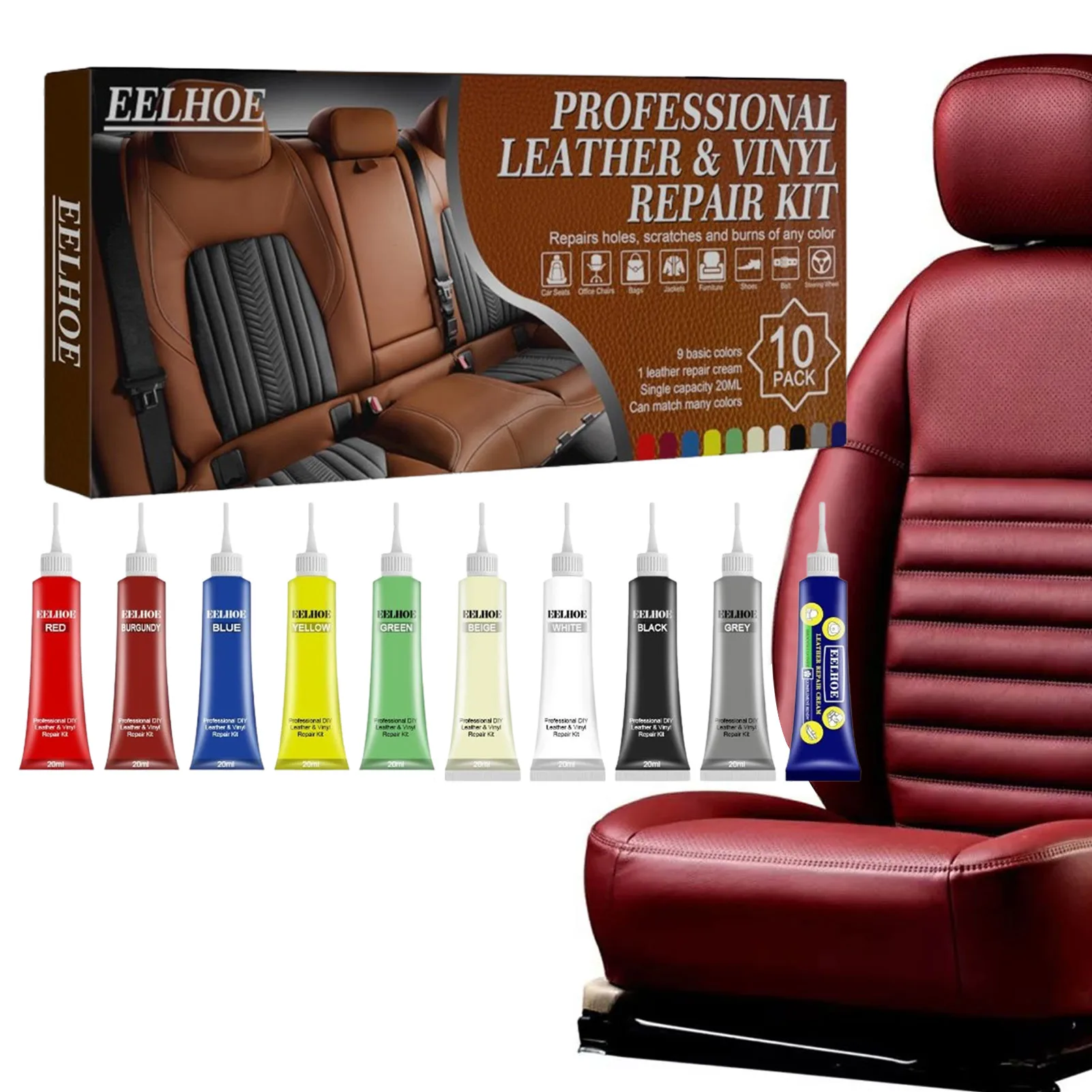 

Leather Vinyl Repair Kit Leather Recoloring Repair Kit Leather Seat Repair Kit For Cars Scratch Repairing Restorer Of Your