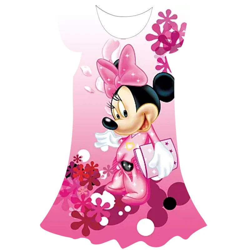 

Mickey Mouse Classic Disney Anime Series Minnie Cute Pattern Printed Children Girls Summer Dress 6M-10T Clothing For Baby Girls