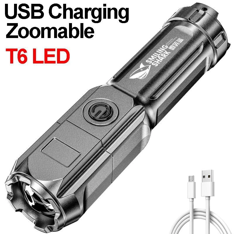

Super Bright Multi-function Torch ABS Strong Light Focusing Led Flashlight Outdoor Portable Home Built-in Battery Rechargeable