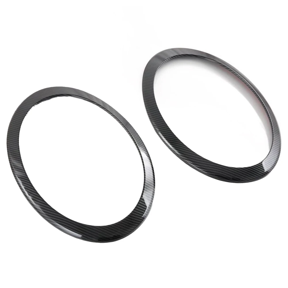 

2Pcs For Mini Clubman 2022+ Headlight Ring Bezel Trim Surround Cover Black Carbon Fiber Pattern Head Light Frame Car Accessories