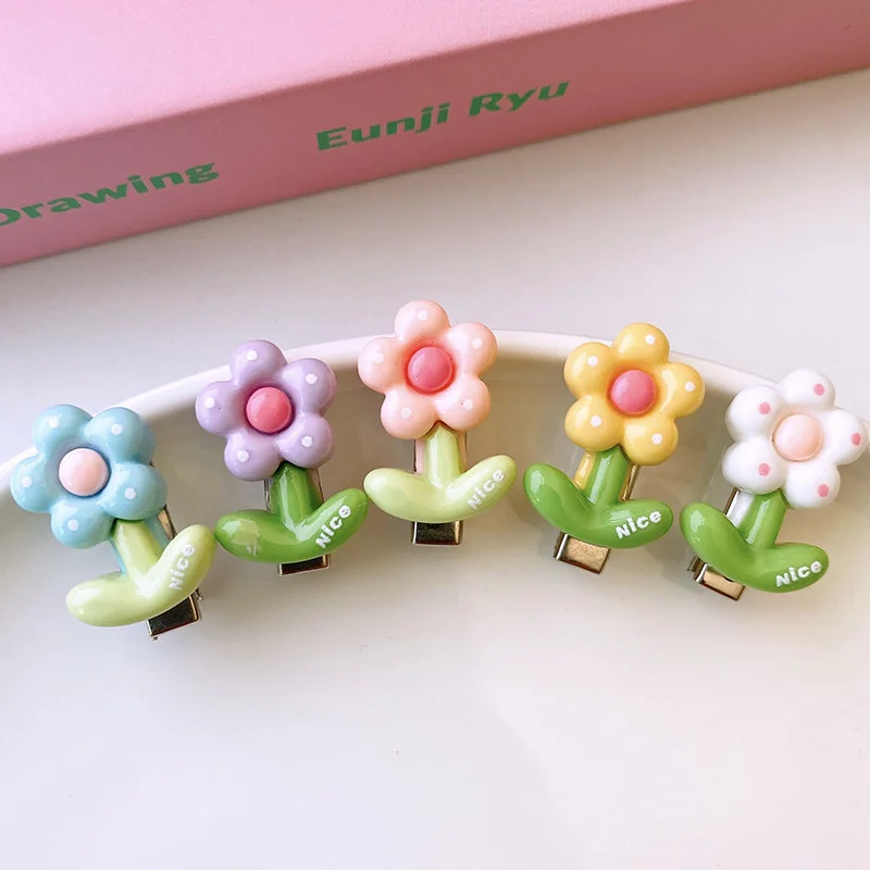 Dot Flower Green Leaf Letter Nice Hair Clips For Girl Kids C