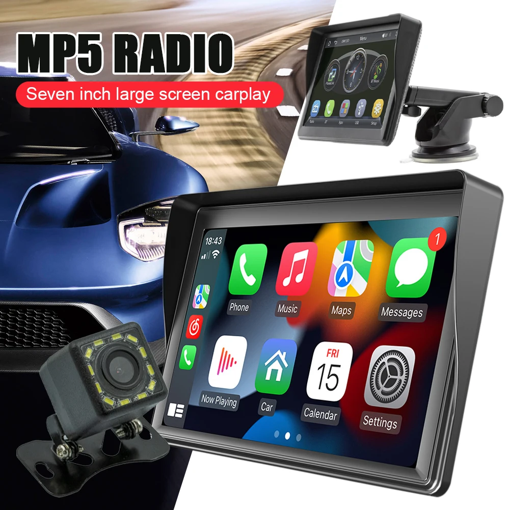 Universal 7 inch Car Radio MP5 Player Wireless Carplay and Android Auto Mirror Link Bluetooth for Nissan Toyota VW Rear Camera