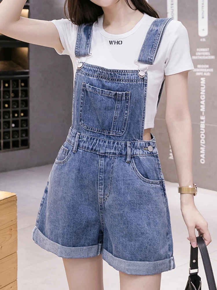 

Retro Curled Denim Strap Shorts High Waist Slim Hot Pants 2023 Summer New Fashion Women'S Clothing