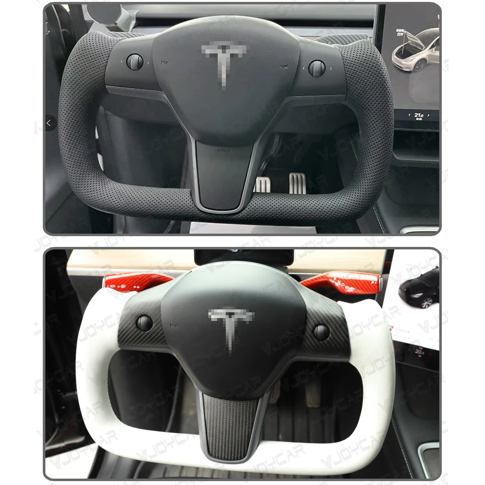 Рулевое колесо Vjoycar из углеродного волокна для Tesla Model 3 Y высокопроизводительный