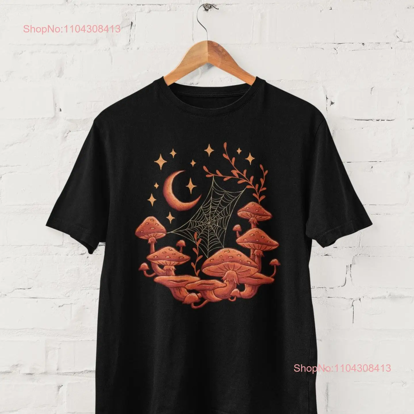 Футболка с грибами на Хэллоуин Cottagecore Witchy Spooky длинными или короткими рукавами