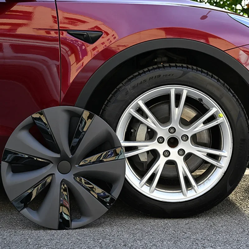 Фото 4 шт., 19-дюймовая крышка ступицы для Tesla Model Y, сменная крышка ступицы колеса, правая и левая крышка, полная крышка обода, аксессуары 2024 №2