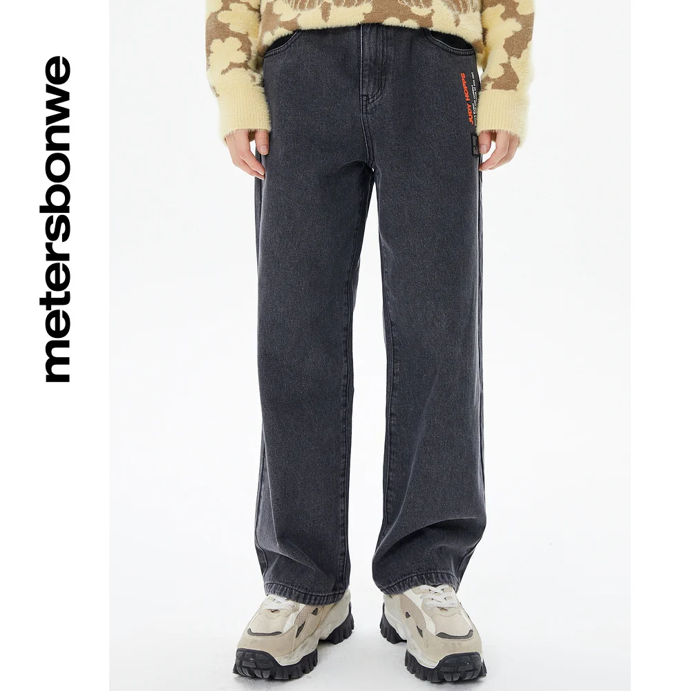 Metersbonwe Loose Jeans Men Autumn Basic Denim Pants Classic Washed Trousers Male Black Light Blue Simple Design Trousers Brand