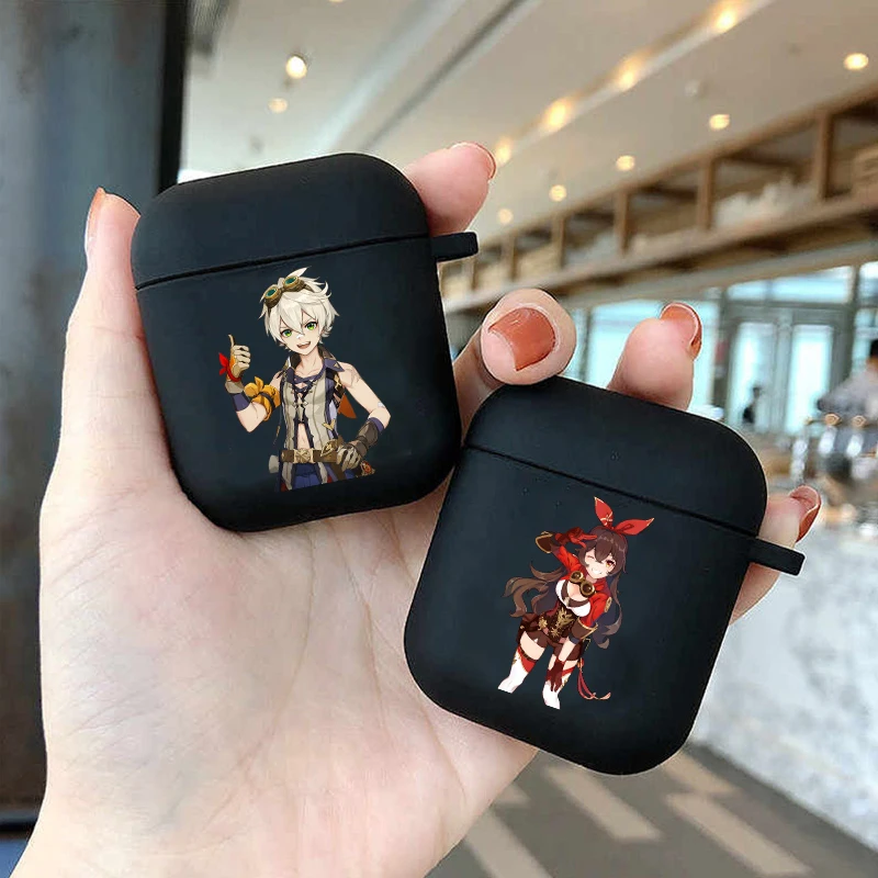 

Cartoon Anime Genshin Impact Soft silicone Case For NEW AirPods 1 2 3 Pro 2 Black Wireless Bluetooth Earphone Headphones Cases