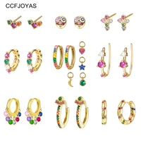 ccfjoyas 925 sterling silver rainbow cz zircon earrings for women minimalist ins circle piercing luxury colorful fine jewelry