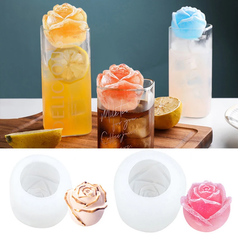 

Soap Mould Ice Cube Mold Ice Cream Mould Juice Cake Decor Silicone Baking Mold Safe Easy to use Reusable Silicone 3D Rose Shape