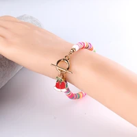 xmas colorful soft clay bracelets for women girls christmas deer bell sock gloves charm jewelry party friendship new year gift