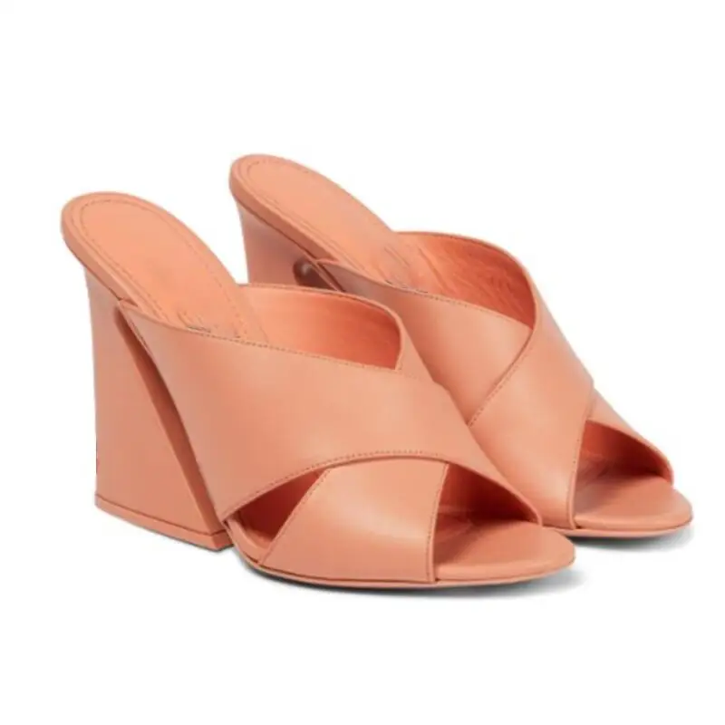 

Модные Белые Свадебные туфли на танкетке, туфли Muller с открытым носком на высоком каблуке, летние сексуальные женские туфли, большой размер 43