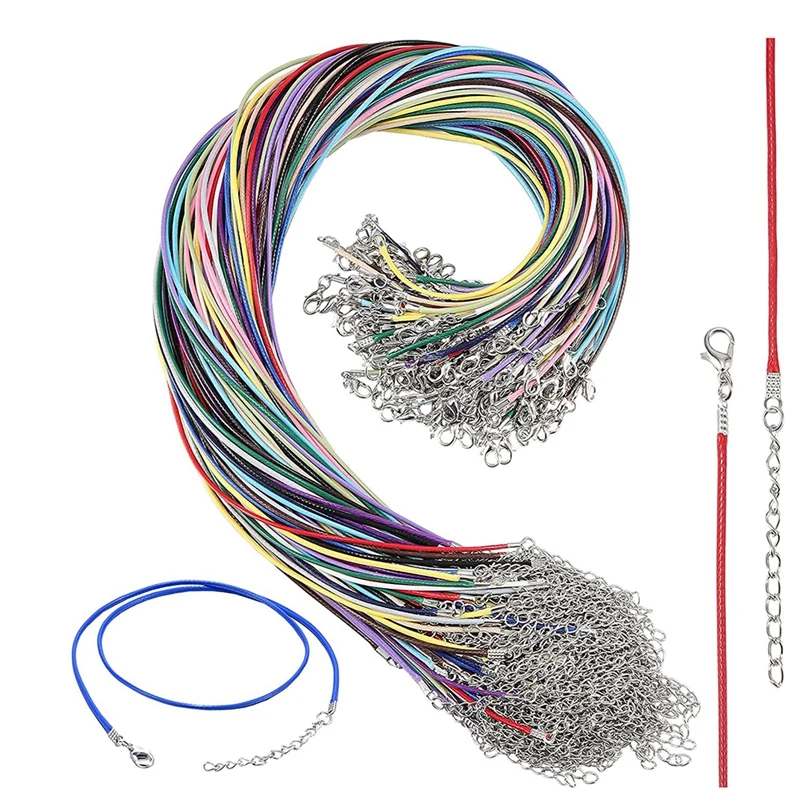 

100Pcs Waxed Necklace Cord Bulk for Jewelry Making,Necklace Rope String with Clasp for DIY Bracelet Pendant 1.5mm