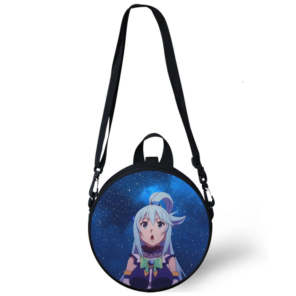 Konosuba Aqua cute Anime Child kindergarten Bag 3D Print Crossbody Shoulder Bags For School Women Mini Round Bagpacks Rugtas Bag