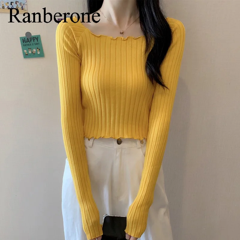 Женский свободный пуловер с V-образным вырезом и коротким рукавом |