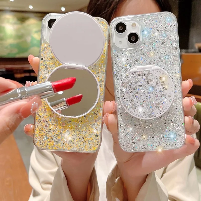 

Makeup Heart Mirror Glitter Case For Xiaomi Redmi Note 11T 10C 9 8 8A 9A 9C K40 S 11 10T 10 K30 Poco X4 F4 C31 F2 GT Lite Cover