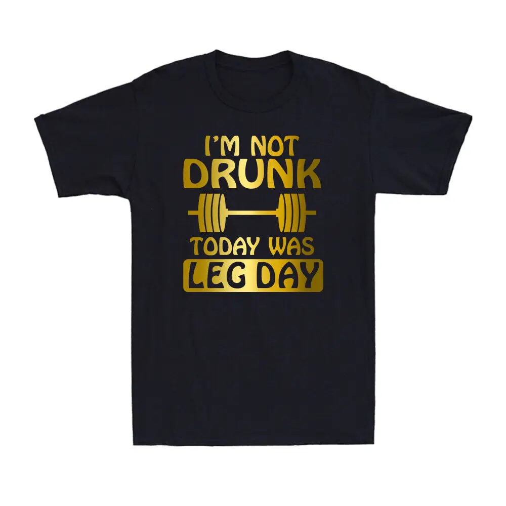 Забавная Мужская футболка для фитнеса с золотым принтом Я не пьян сегодня был