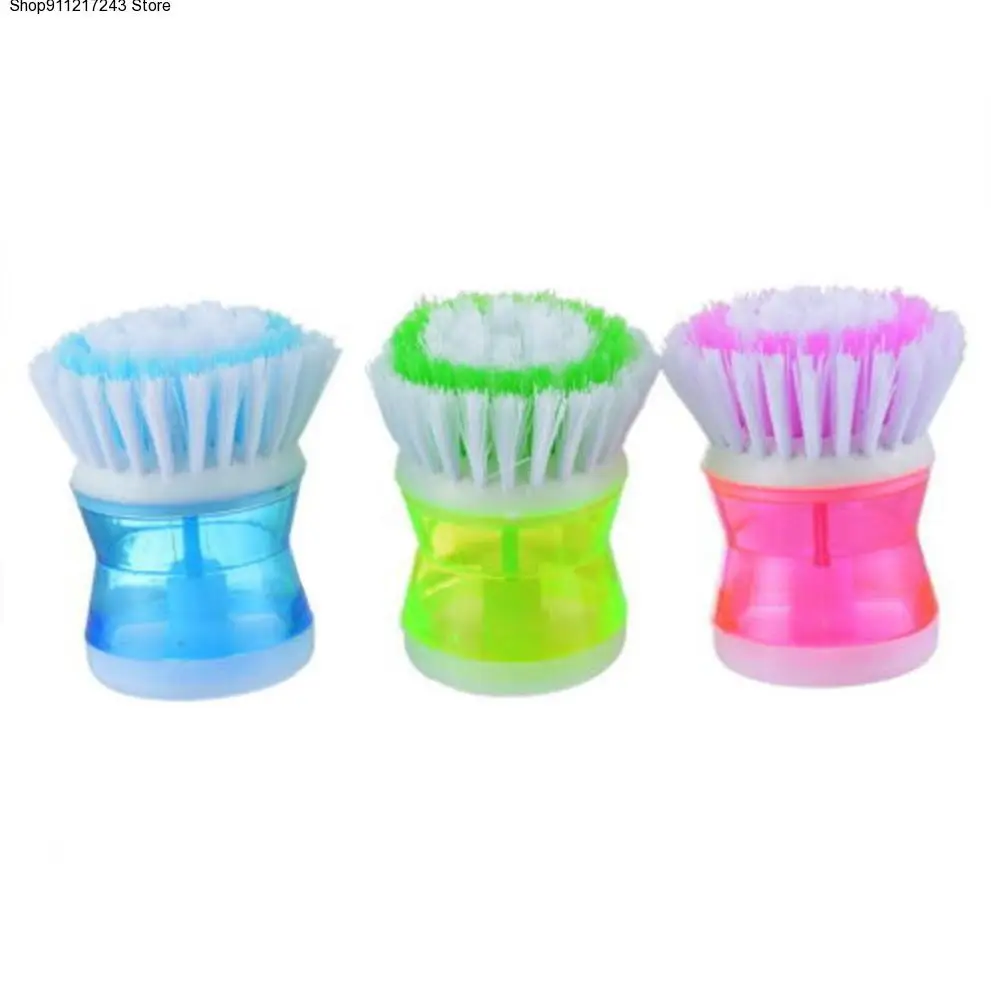 

kitchen goods Plastic brush for washing Kitchen household Washing Utensils Pot Dish Brush With Washing Up Liquid Soap Dispenser
