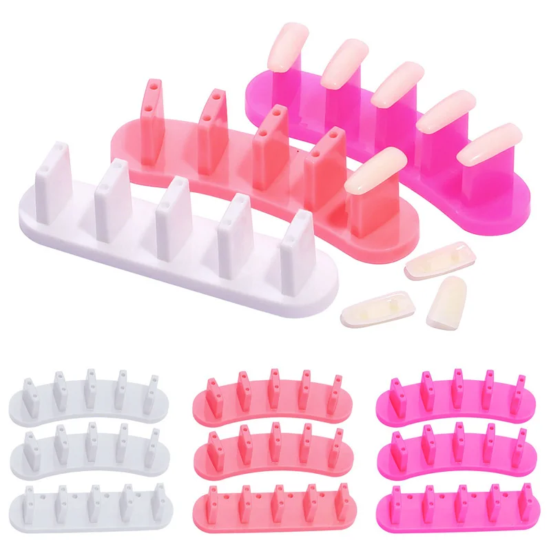 

3Pc Nail Art Display Holder Practice Training Display Stand with 15pcs Nail Tips