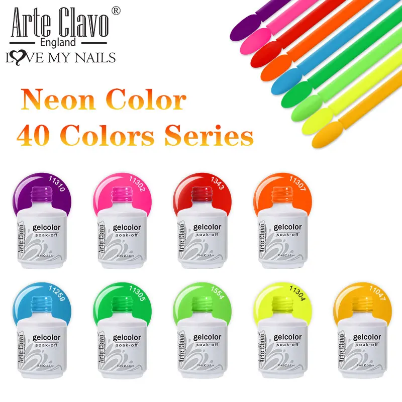 

Arte Clavo Summer Seriers Neon Colors Nail Art Manicure Soak Off LED UV Gel Nail Varnishes Nails Polish Semi Permanent 15ml 1Pcs
