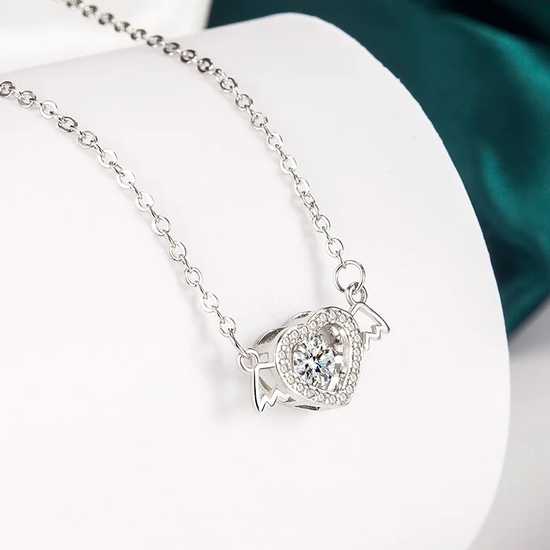 Фото искать на aliexpress чокер бижутерия ожерелье jenshin Модное ожерелье с ангелом, женское ожерелье в форме сердца, перьев, крыльев, роскошное ожерель... №5