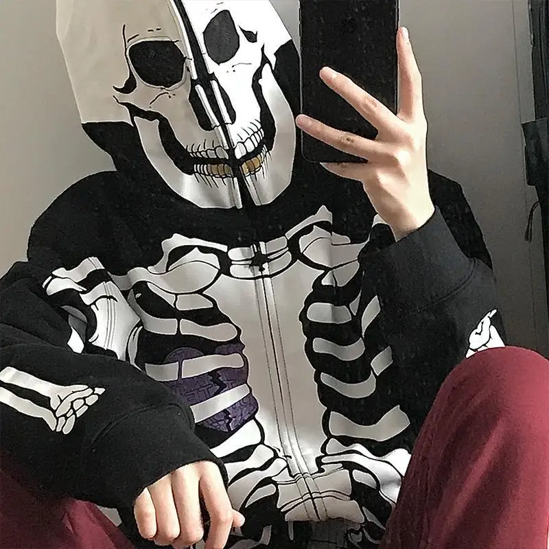 

Deeptown Zipper Hooded Gothic Black Streetwear Fashion Japanese Jacket Women Korean Vintage Hip Hop Oversized Warm Jackets Coat