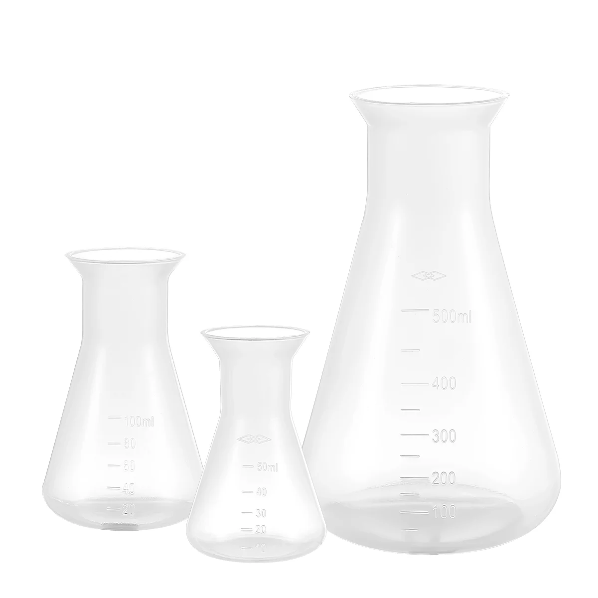 

3pcs Plastic Flasks Triangle Design Lightweight Conical Flasks for Laboratory