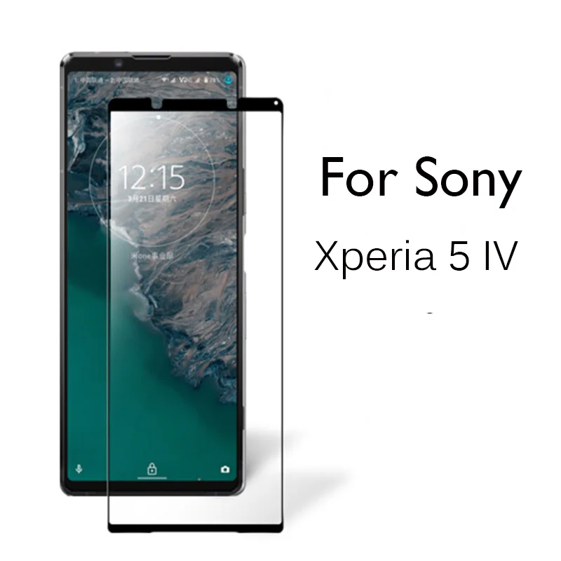 

9H Screen Protector For Sony Xperia 5 IV Tempered Glass For Sony Xperia 1 iiii Full Cover Protective Glass Black Edges