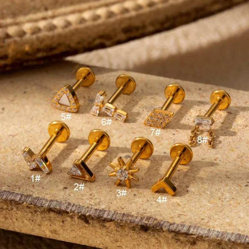 1 шт. новые титановые плоские серьги-гвоздики G23 для губ женщин 2*8 мм серьги