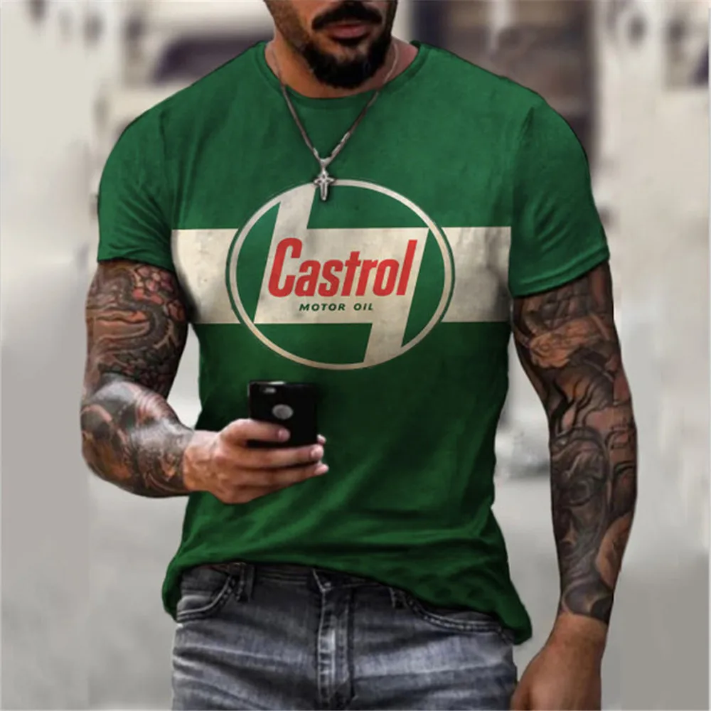 

2023 New Trendy Men's Fashion Sports and Leisure Motorcycle Riding 3D Digital Printing Retro Elements Street Walking Men's T-shi