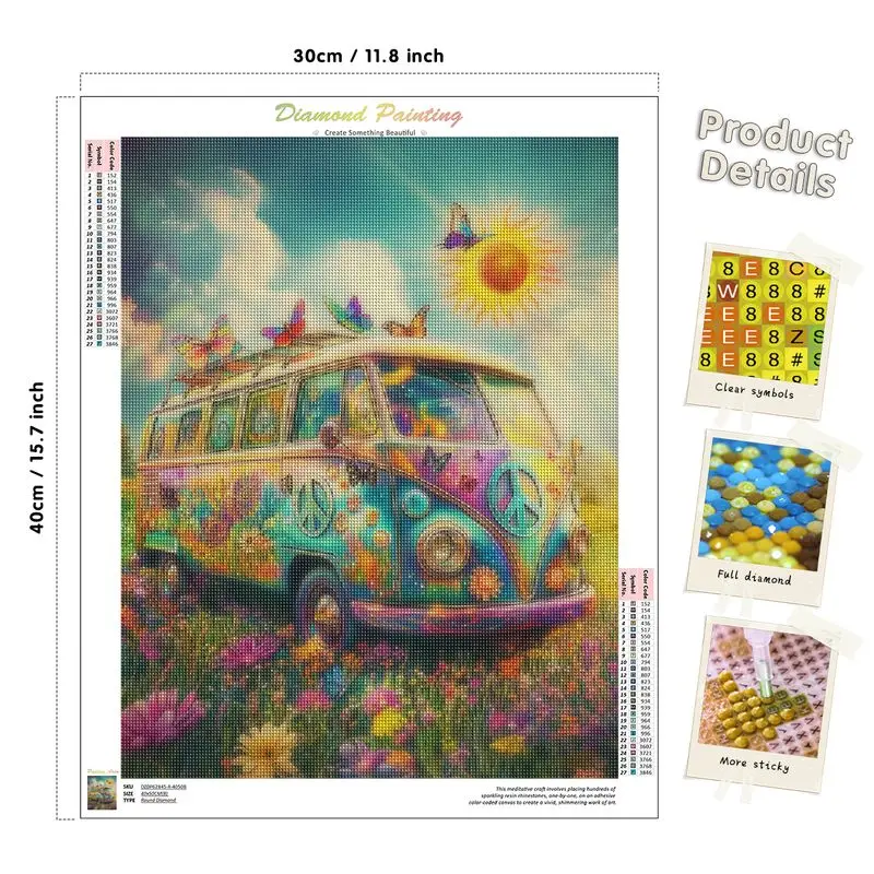 Картина из страз CHENISTORY цветы автобус вышивка крестиком настенное искусство