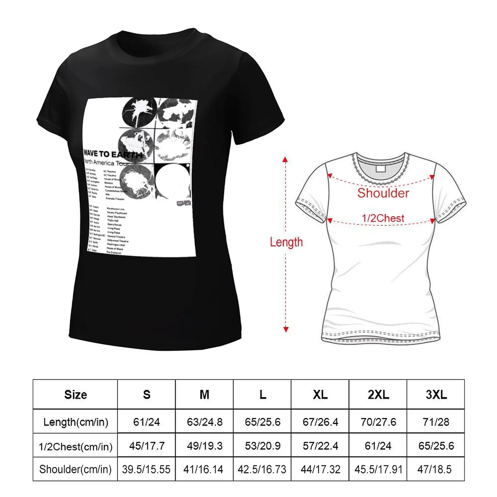 Женская футболка с коротким рукавом Wave to Earth черная изображением