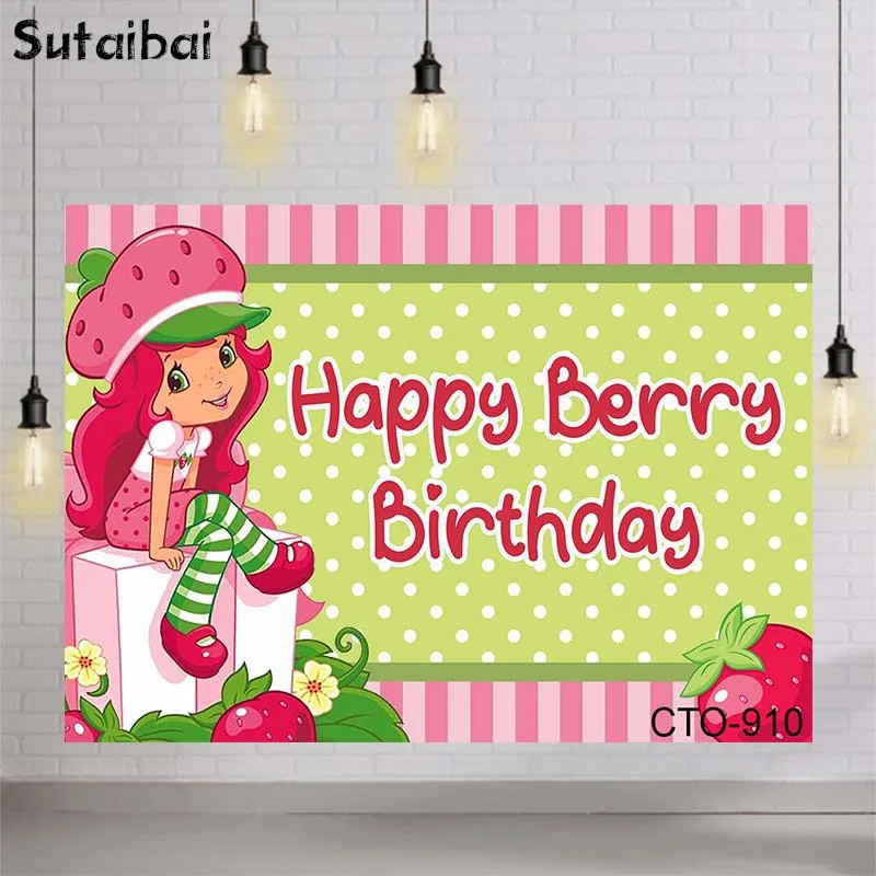 

Photo Background Happy Berry Birthday Sweet Girl Strawberry Shortcake Photography Backdrop Photo Booth Photozone Studio Banner